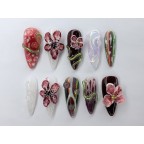 3D Dry Orchard Flower Press On Nail