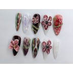 3D Dry Orchard Flower Press On Nail