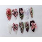 3D Dry Orchard Flower Press On Nail