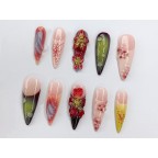 3D Jelly Orchids Fake Nails