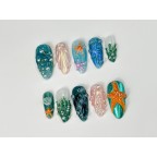 3D Ocean Seashells Starfish Press On Nails