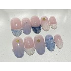 Blue and Pink Seashell and Starfish Nail Set