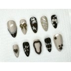 Black and White Pearls Press-on Nail