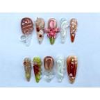 Colorful  Floral 3D Gel Nail Set