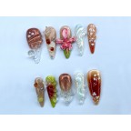 Colorful  Floral 3D Gel Nail Set