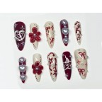 Valentine's Day Red and White Nail Set