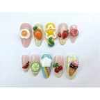 Fruit Eggs Ice Cream Press On Nails