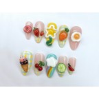 Fruit Eggs Ice Cream Press On Nails